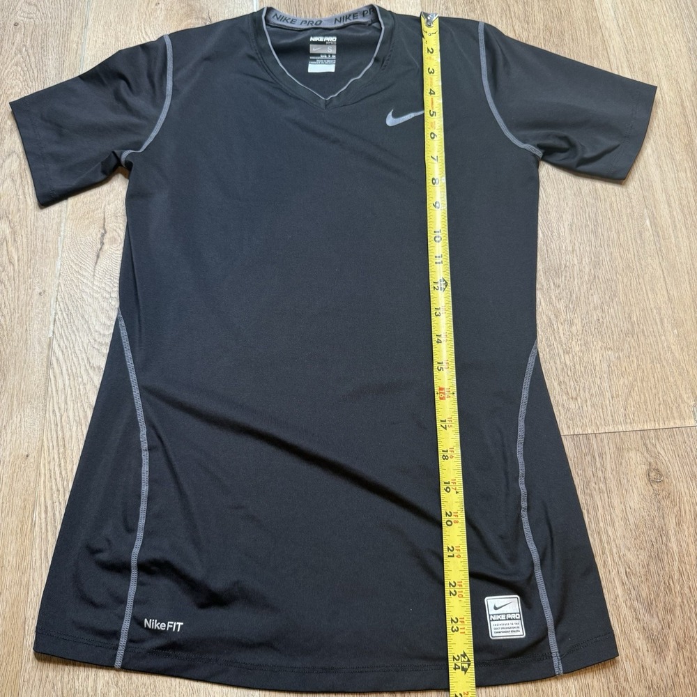 Nike Pro Fitted Top Womens V Neck Small Black T Shirt Performance Active - Picture 7 of 7
